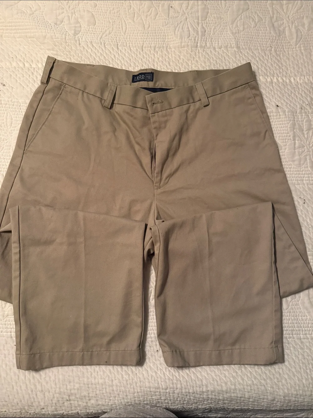 Izod Men’s Khaki Flat-Front Chino Pants